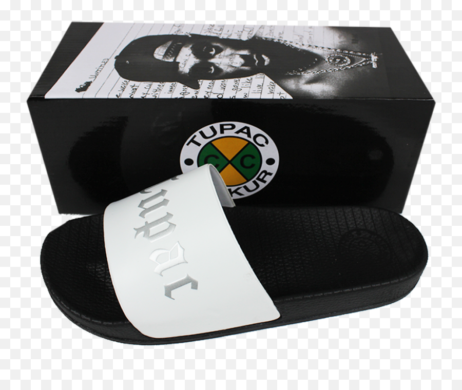 Cross Colours Tupac Metallic Slides - Whiteblack Unisex Png,Tupac Icon