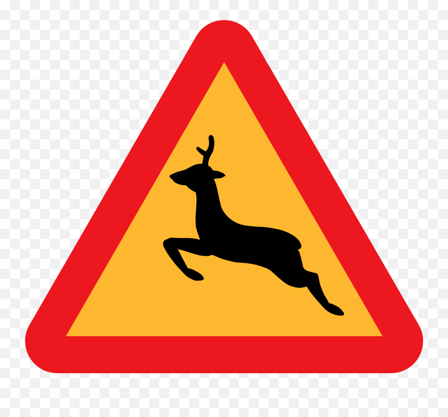 Deer Crossing Warning Sign Drawing Free Image Download - Black Reindeer Clipart Png,Warning Icon Transparent