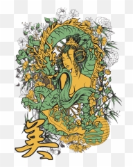 Geisha And Dragon T - Shirt for Sale by Jacob Zelazny Japanese Design png