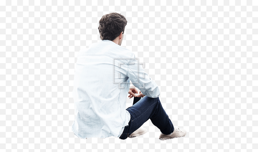 Holding His Cell Phone - Human Sitting Back Png,Person Sitting Back Png