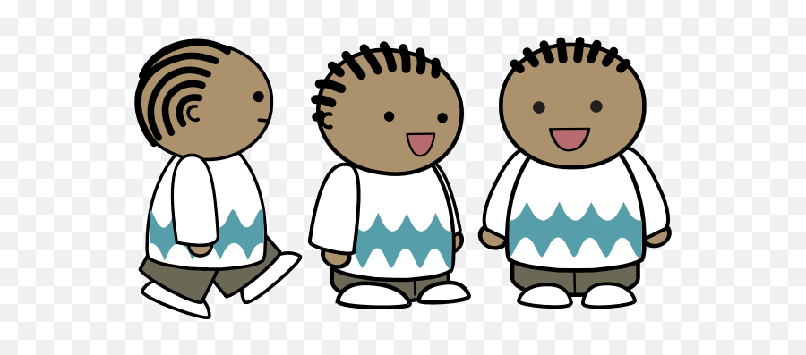 Vector Clip Art Of Three Views A Male Comic Character - Cartoon Characters Eith Braids Png,Cartoon Character Png