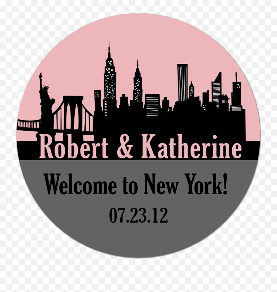 Download New York City Skyline Personalized Sticker Wedding - New York City Skyline Cartoon Png,City Skyline Silhouette Png