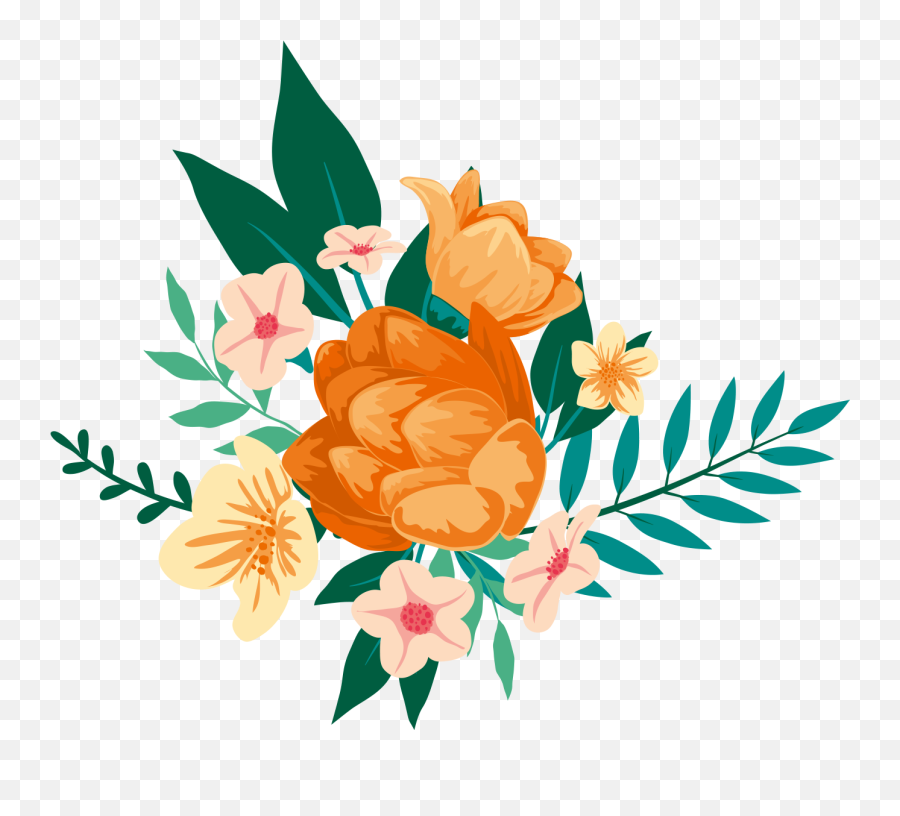 Floral Design Painting Flower Clip Art Flowers - Transparent Orange Watercolor Flowers Png,Watercolor Flowers Transparent Background