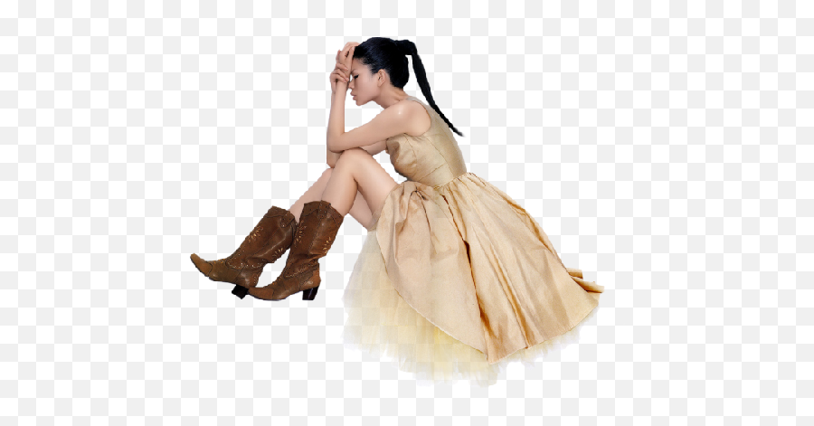Girl In Dress And Cowboy Boots - Photo Shoot Png,Cowboy Boot Png