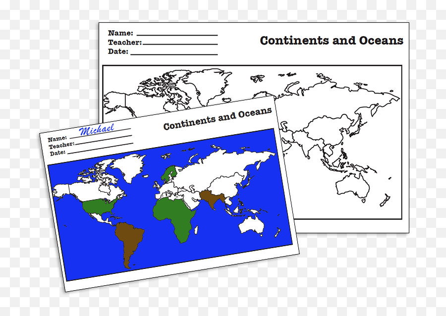 Printable - Continents And Oceans Map Fellowes Blank Map Of Continents And Oceans Png,Continents Png