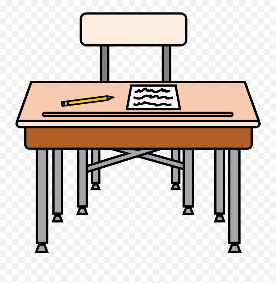 Chair With Worksheet And Pencil Clipart - Desk Clipart Png,Desk Transparent