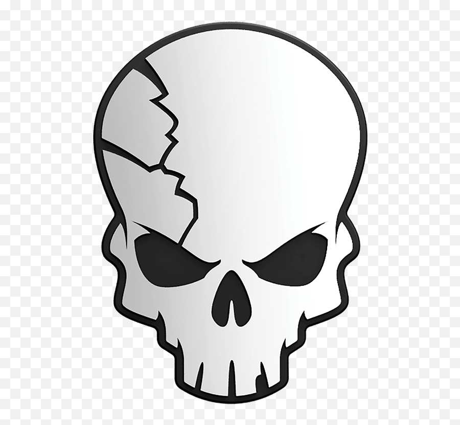 Cracked Skull 3d Chrome Plated Sticker - Skull Breaker Challenge Video Png,Skull Emoji Transparent