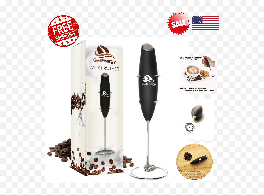 Electric Milk Frother Foam Maker Whisk Mixer Handheld With Stand Battery Powered - Champagne Stemware Png,Wisk Png