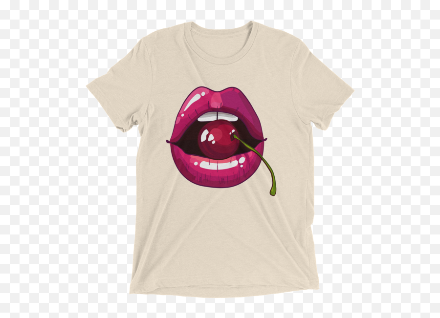 Sexy Cherry Lips With Open Mouth Short Sleeve T - Shirt Drop Acid Not Bombs Shirt Png,Open Mouth Png