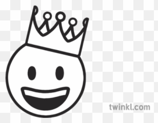 Crown Smile Emoji Christmas Festive Emote Happy Mojimaths - Helicopter Black And White png