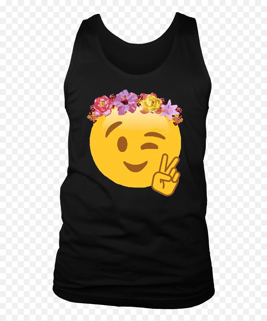 Download Peace Emoji Laughing Flower Crown T - Shirt Hippie Happy Png,Peace Sign Emoji Png