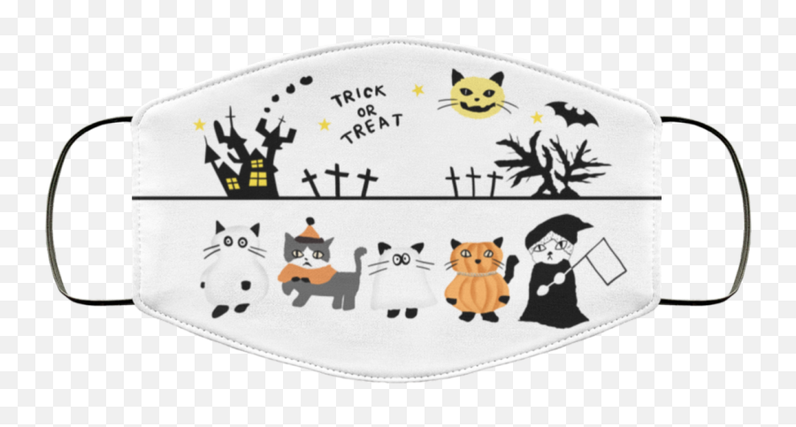 Trick Or Treat Cats Halloween Face Mask - Cat Halloween Trick Or Treat Mask Png,Halloween Cat Png