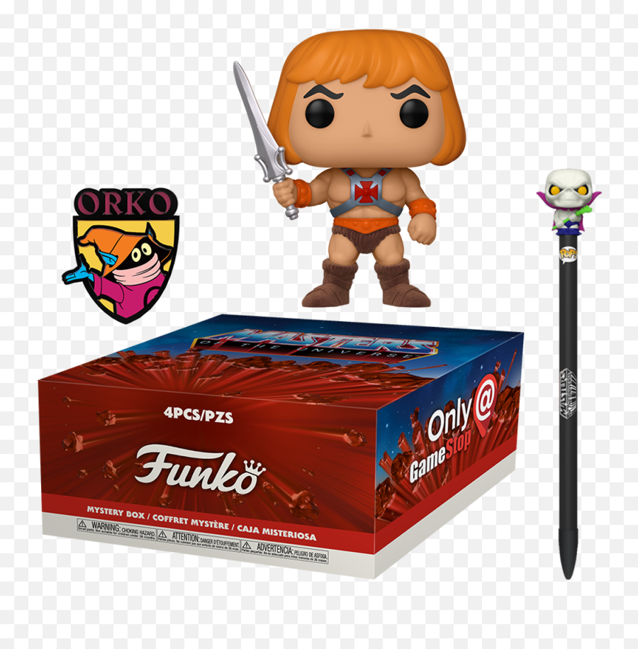 Funko Pop Masters Of The Universe - Heman With Lightning Sword Flocked 991 Exclusive Collector Box He Man 991 Masters Of The Universe Pop Png,Skeletor Transparent