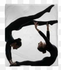 Two Women Contortionist Exercising Gymnastic Yoga Silhouette Plush Blanket U2022 Pixers - We live change Gymnastics png