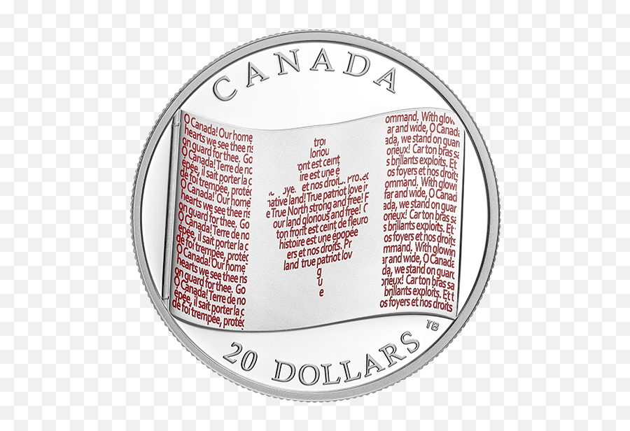 1 Oz Pure Silver Coloured Coin - Canadian Flag 2018 The Calligramme Sur Le Canada Png,Canadian Flag Transparent