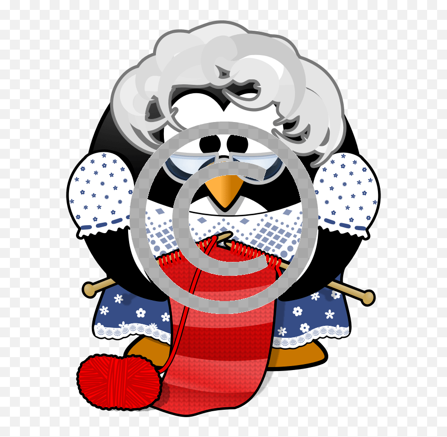 Grandma Penguin Knitting Ball Of Wool Png U2013 Tigerstock - Grandma Penguin,Knitting Png