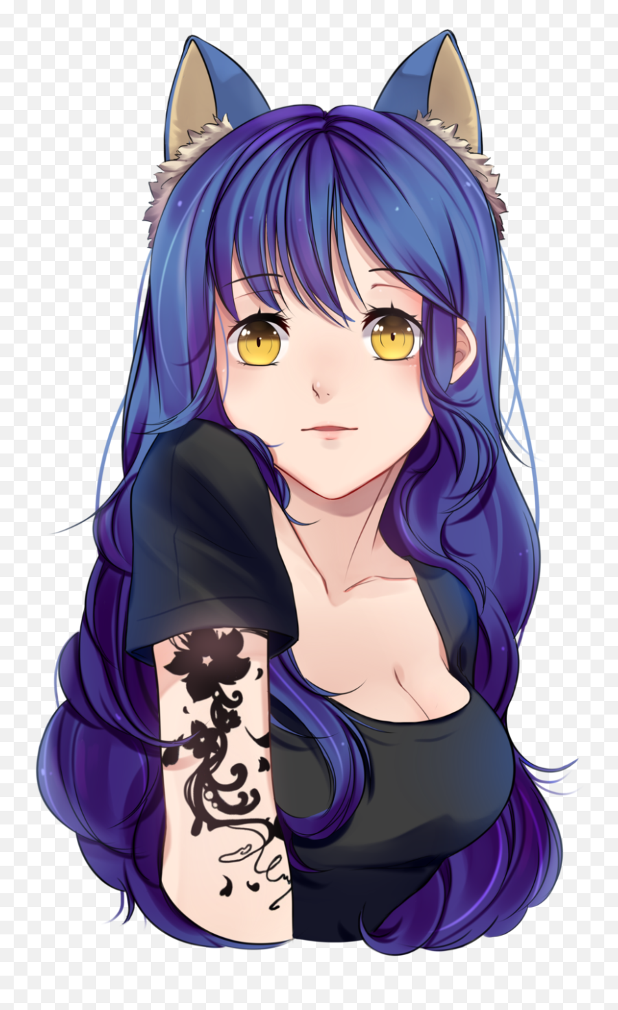 Download Tattoo Anime Cat Girl - Anime Girl With Tattoo Png,Anime Cat Png