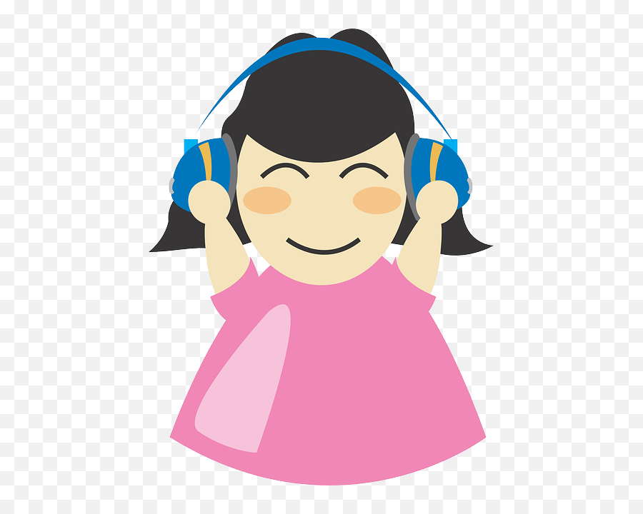 Girl With Headphones Clip Art - Vector Clip Art Listening To Music Png,Headphones Clipart Transparent