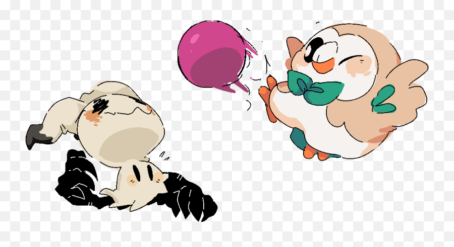 Rowlet Playing With Mimikyu Answer - Mimikyu And Rowlet Png,Mimikyu Png