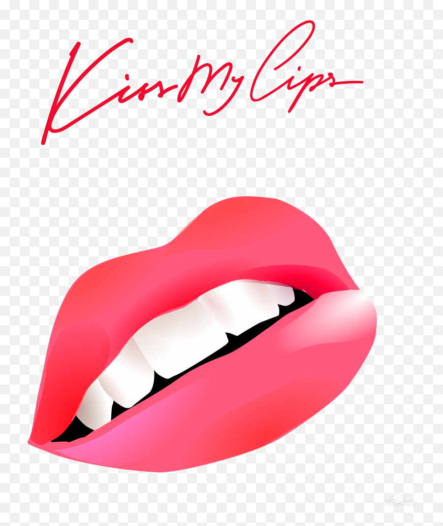 Lip Print Png - Kissy Lips With Teeth Clipart,Lip Print Png