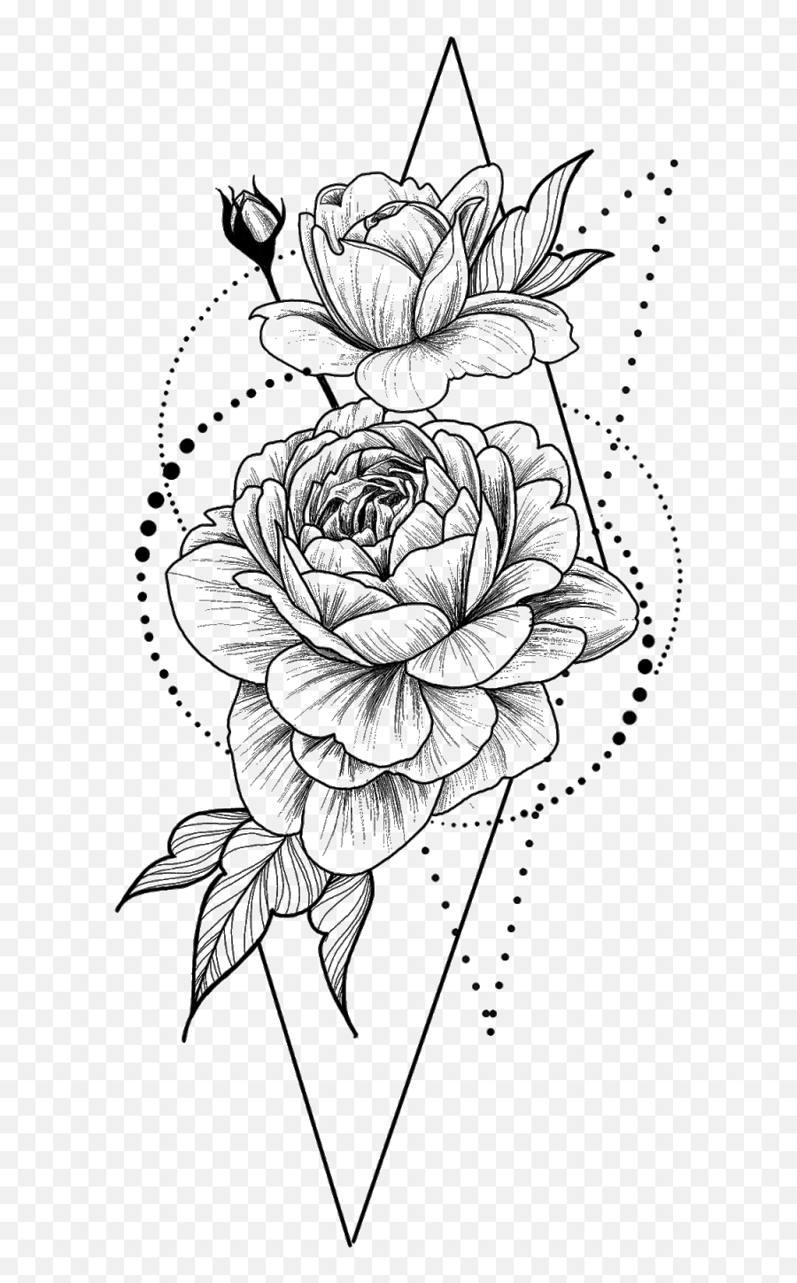 Tattoos - Black And White Flower Drawing Png,Chest Tattoo Png