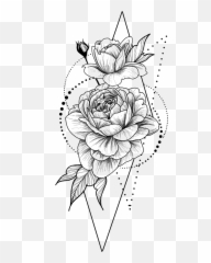 Tattoos - Black And White Flower Drawing png