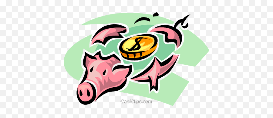Broken Piggy Bank Royalty Free Vector Clip Art Illustration - Illustration Png,Piggy Bank Transparent Background