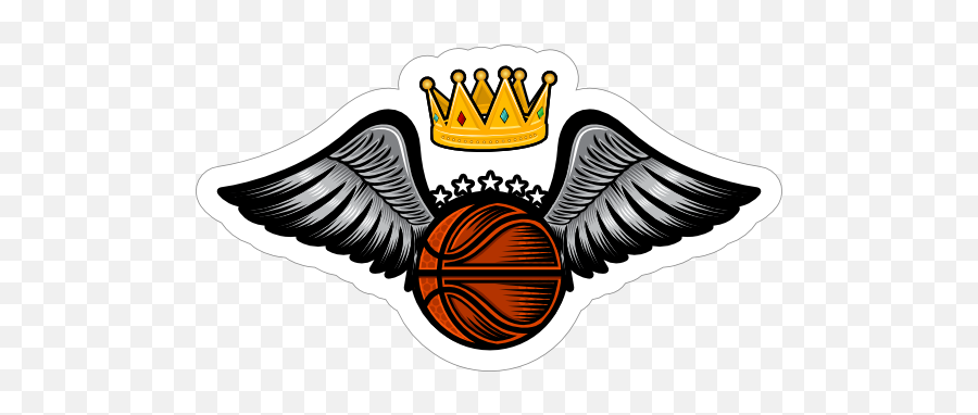 Crown And Wings Basketball Sticker - For Basketball Png,Basketball Emoji Png