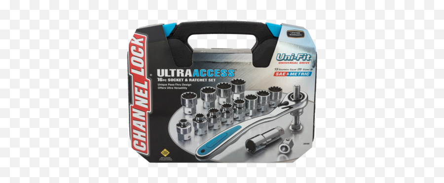 16pc Ultra Access Socket Set - Channellock Pass Through Socket Set Png,Socket Wrench Png