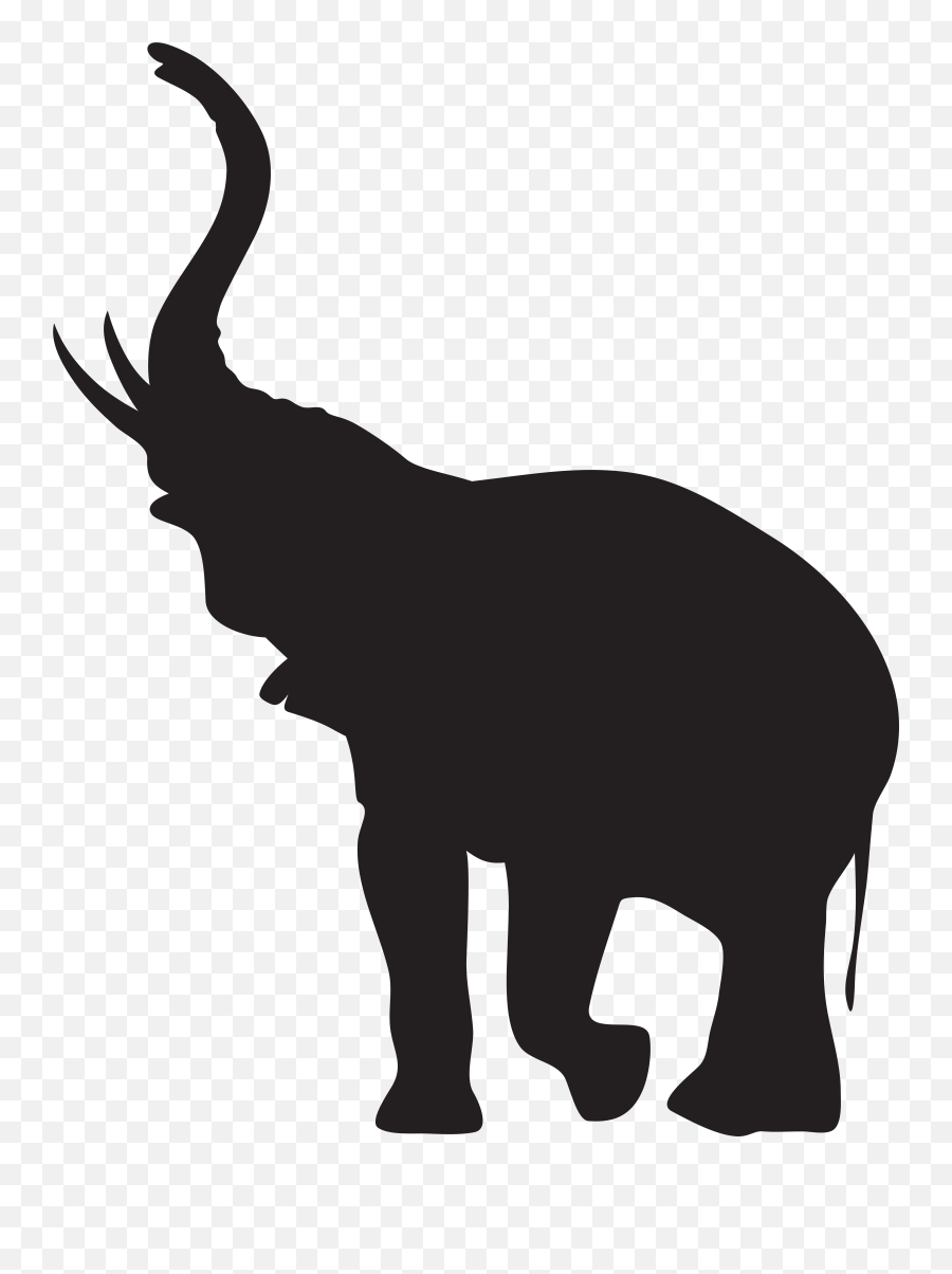 Trunk Raised Silhouette Pn Png Elephant Transparent Background