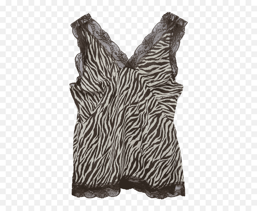 Lace Trim Zebra Pattern Sleeveless Top Stylenanda - Sleeveless Png,Transparent Lace Pattern