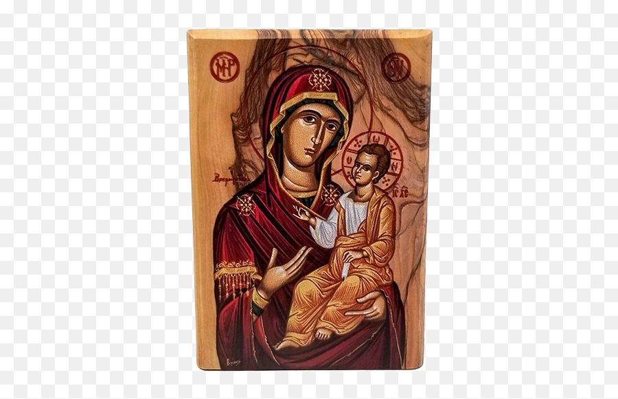 Virgin Mary Of Jerusalem Olive Wood - Religious Item Png,Mary Icon