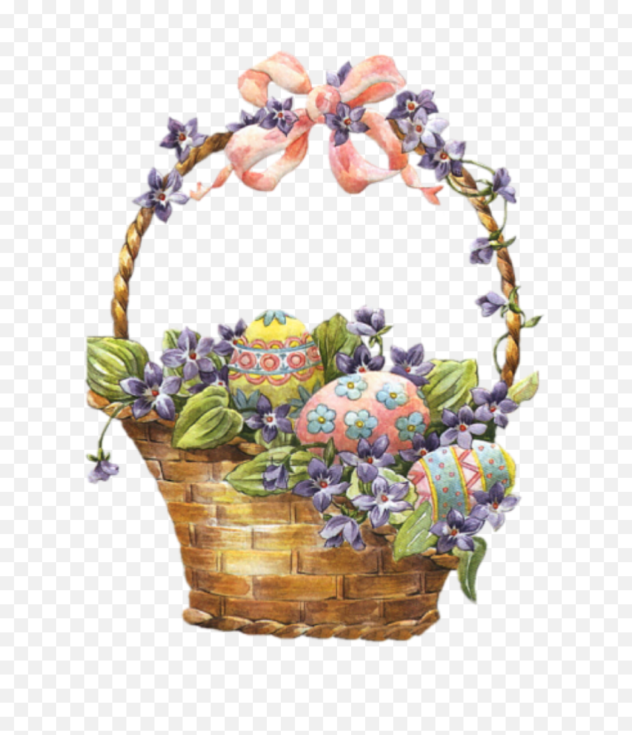 Easter Basket With Eggs Clipart Prints Vintage - Free Easter Basket Clipart Png,Easter Basket Transparent