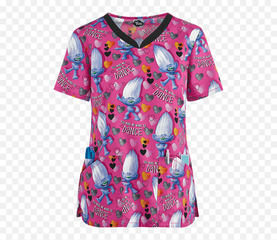 Cher Tooniforms Dreamworks Trolls Diamond Dance Scrub Top - 2x Print Short Sleeve Png,Dreamworks Icon