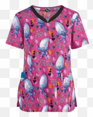Cher Tooniforms Dreamworks Trolls Diamond Dance Scrub Top - 2X Print Short Sleeve png