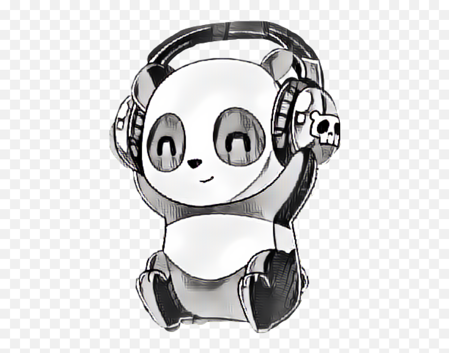 Panda Headphones Music Happypanda Smile Behappy Animals - Cool Cartoon ...