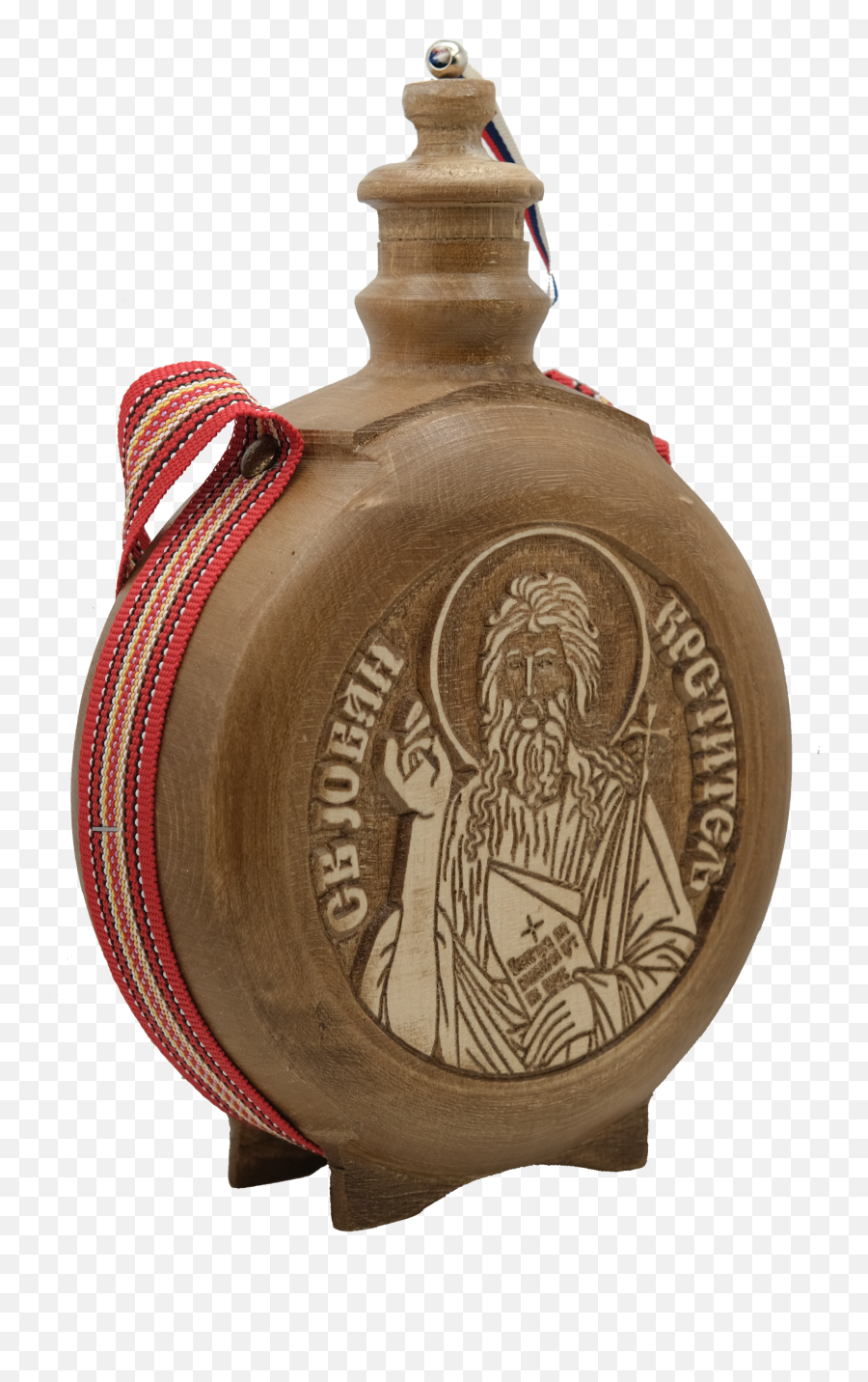 Hand Crafted Wooden Flask With Icon St John The Baptist Theodule Press - Artifact Png,Saint John The Baptist Icon