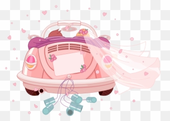 Download Pink Romantic Car Wedding Marriage Invitation - Clipart Car Wedding Png,Pink Car Png