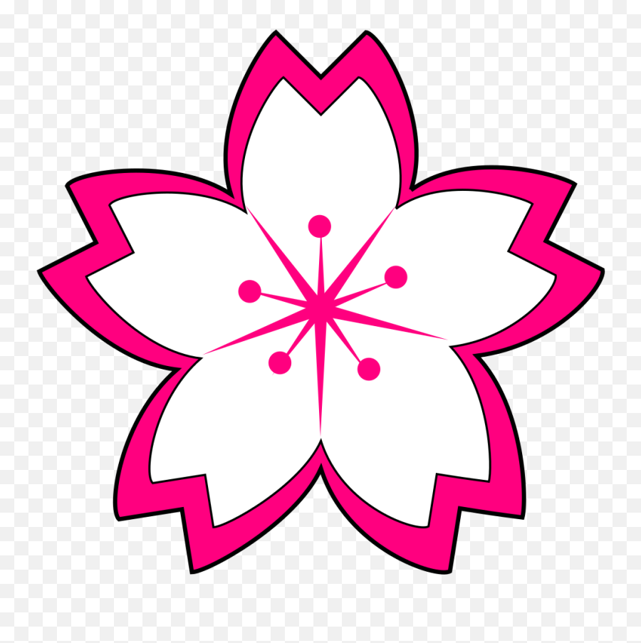 Download Cherry Blossom Flower Outline - Cherry Blossom Black And White Png,Sakura Petals Png