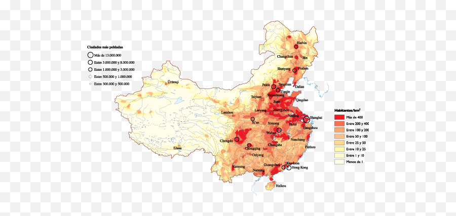 China Population Map - Map Of Largest Cities In China Png,China Map Png