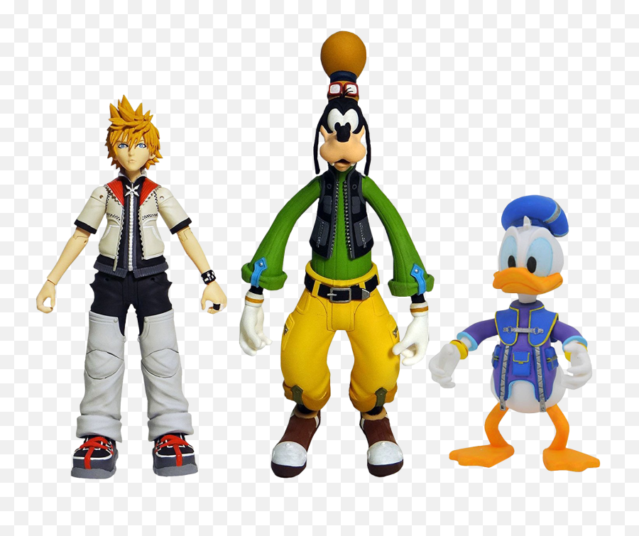 Download Roxas Goofy U0026 Donald Duck 7u201d Action Figure 3 - Pack Diamond Select Kingdom Hearts 3 Png,Roxas Png