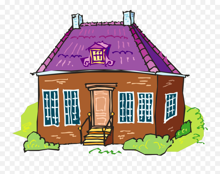 Large Brown Brick House Png Svg Clip - Cartoon Purple House Clipart,Cartoon House Png