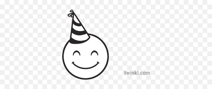 Party Hat Smile Emoji Christmas Festive Emote Happy - Party Emoji Black And White Png,Party Emoji Png