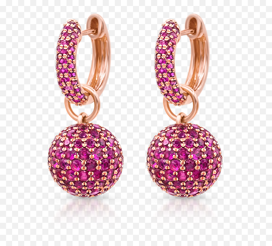 Baby Hoop Earrings With Ruby Spheres - Solid Png,Hoop Earrings Png