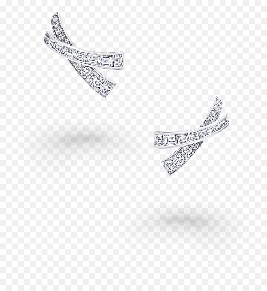 Kiss Baguette Cut Earrings Diamond - Silver Png,Kiss Transparent