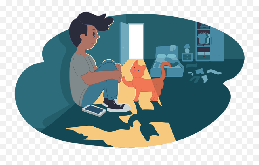 Download Sad Boy Sitting With Orange Cat - Im Thinking Of Im Thinking Of Suicide Png,Sad Cat Png