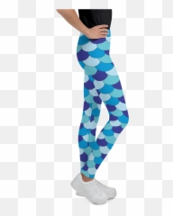 Blue Aqua Mermaid Scales Youth Leggings - Rainbow Camo Leggings Png,Mermaid Scales Png