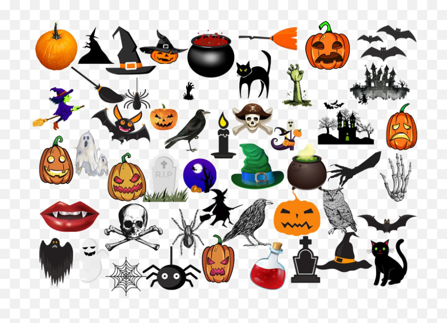 Halloween Elements Png Clipart Mart - Cartoon,Halloween Clipart Transparent Background