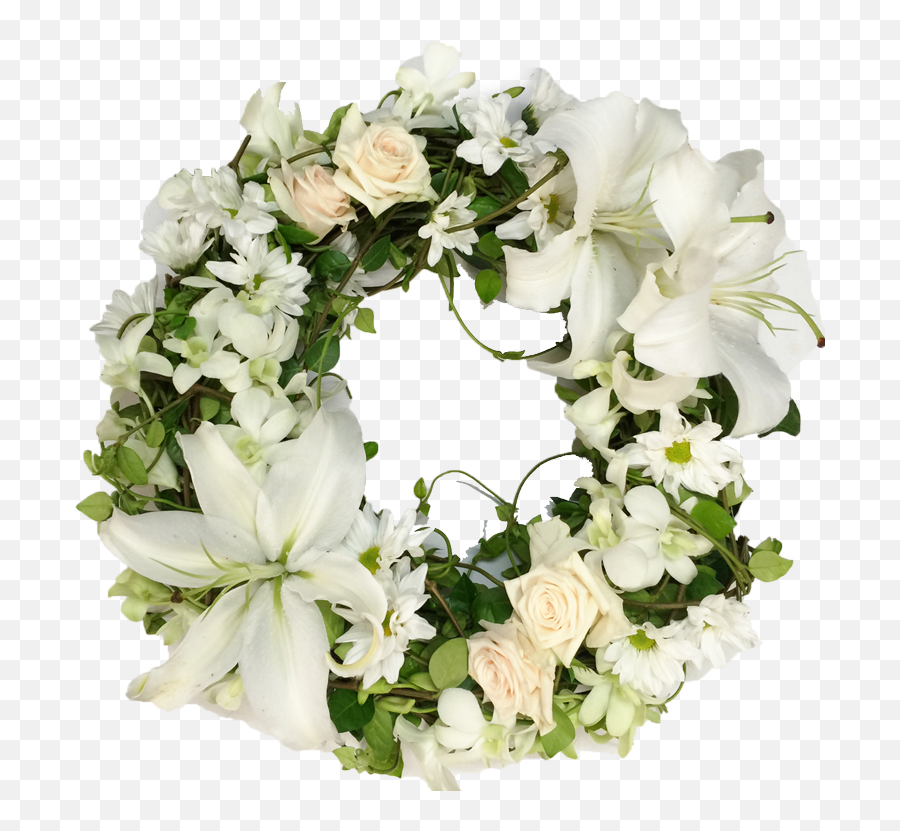 White Lily Wreath - Real Flower Wreath Png,White Wreath Png