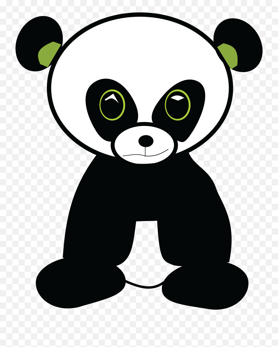 Free Clipart Of A Cute Green Eyed Panda - Cute Cartoon Panda Green Eyes  Png,Cute Panda Png - free transparent png images 